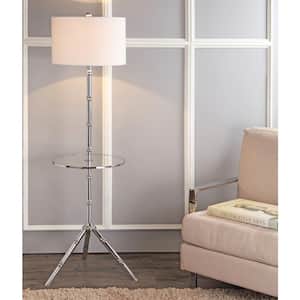 Hall 62 in. Chrome Metal End Table Floor Lamp