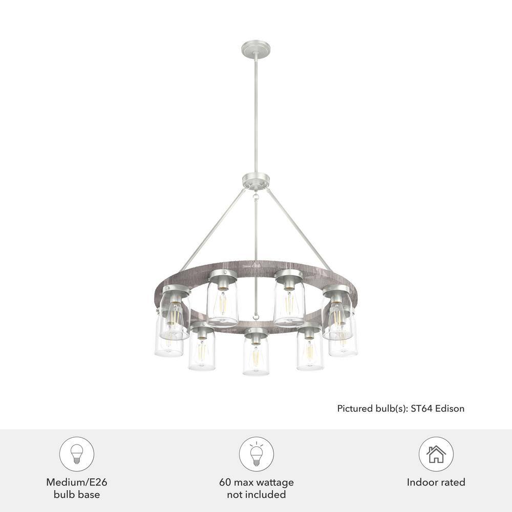Devon Park Brushed Nickel 9-Light Rustic Wagon Wheel Chandelier