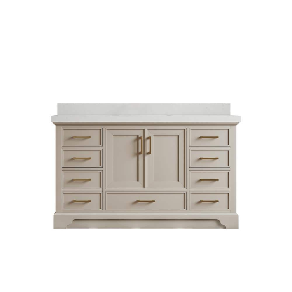 Charlotte 60 in. Single Sink Freestanding Fine Grain Bath Vanity with Carrara Qt. Top Unassembled price history on PriceWatchPro