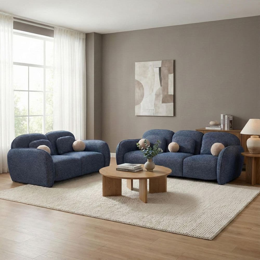 その他 Sofa With Table For sale Furniture of America Saylor 2-Piece Modern Denim Blue Chenille