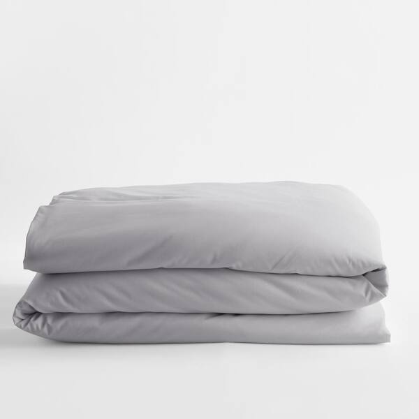 The Company Store Classic Solid Platinum Sateen Twin Duvet Cover DU03-T ...