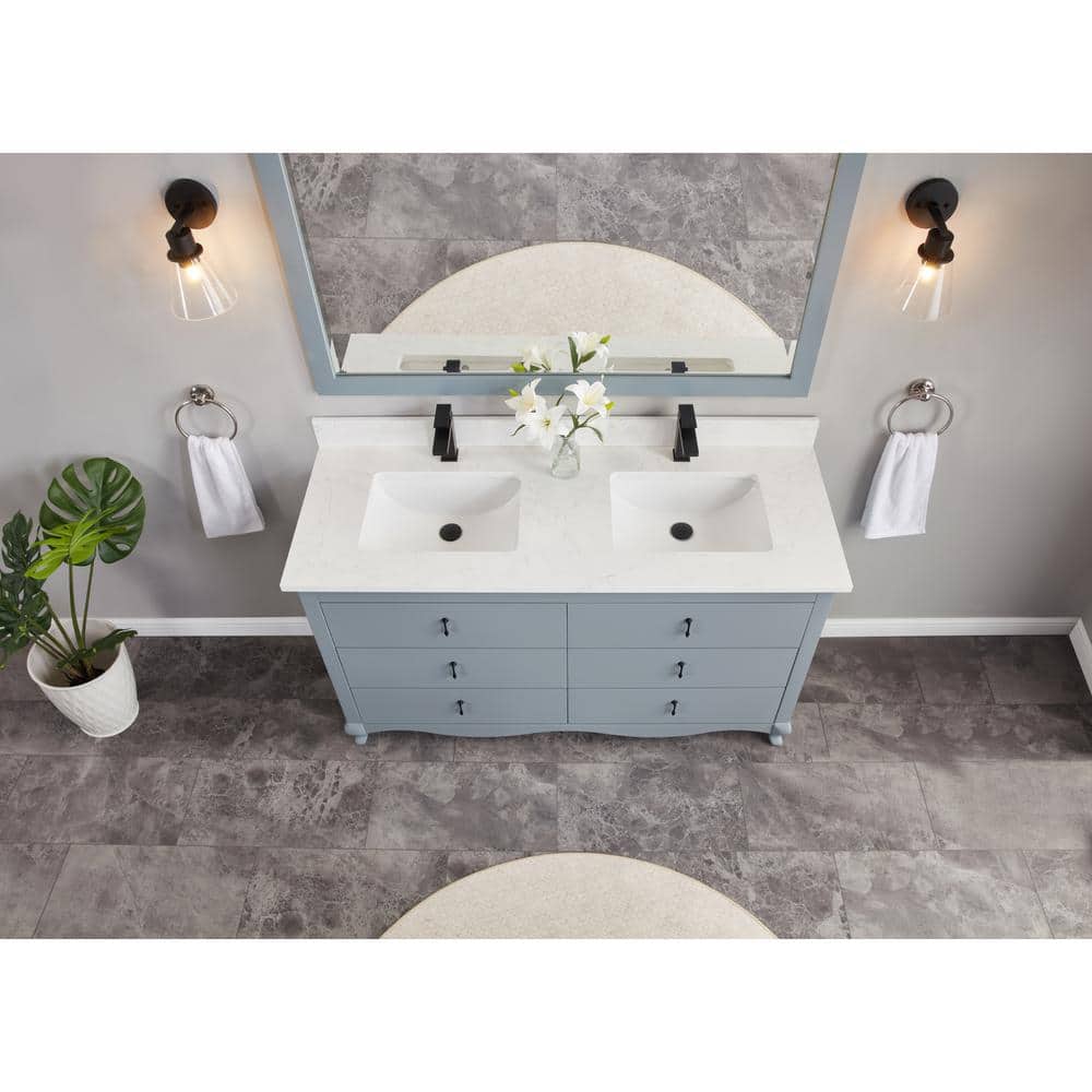 Large Teal Wood Rectangular Bathroom Vanity Mirror