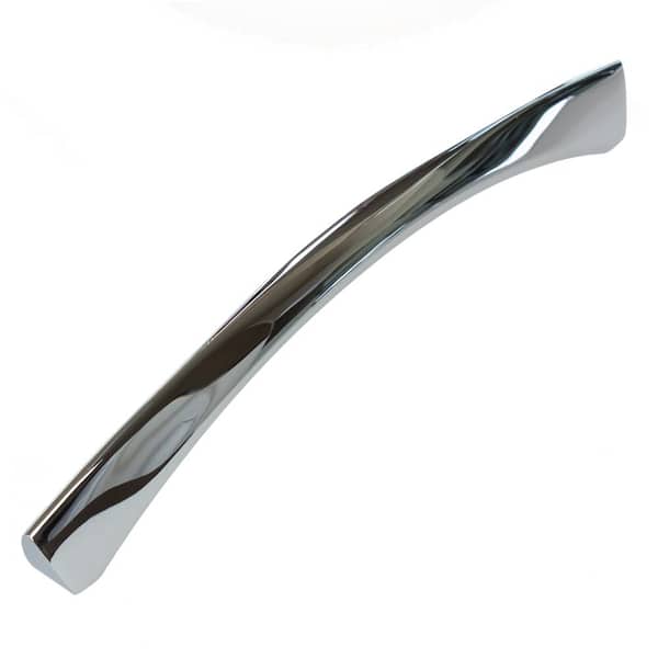 GlideRite 6-1/4 in. Center-to-Center Modern Art Deco Curved Polished Chrome Cabinet Bar Pulls (10-Pack)