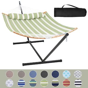 12.3 ft. Free Standing, 450 lbs. Capacity, Heavy-Duty 2-Person Hammock with Stand and Detachable Pillow in Light Green