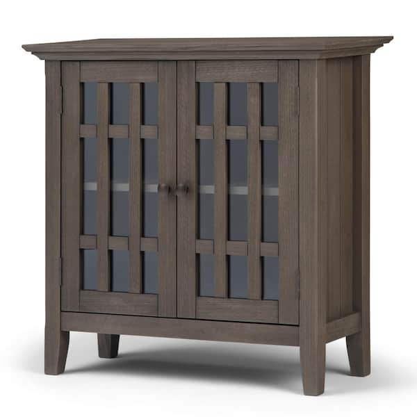 Simpli Home Bedford 32 In W Farmhouse Gray Low Storage Media Accent Cabinet Axcbed 03fg The Depot Simpli Home Bedford 32 In W Farmhouse, Small Accent Cabinet With Doors