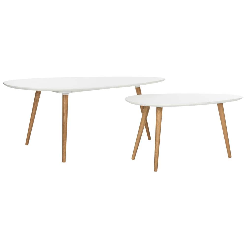 White and Natural Oak Split Coffee Table Set