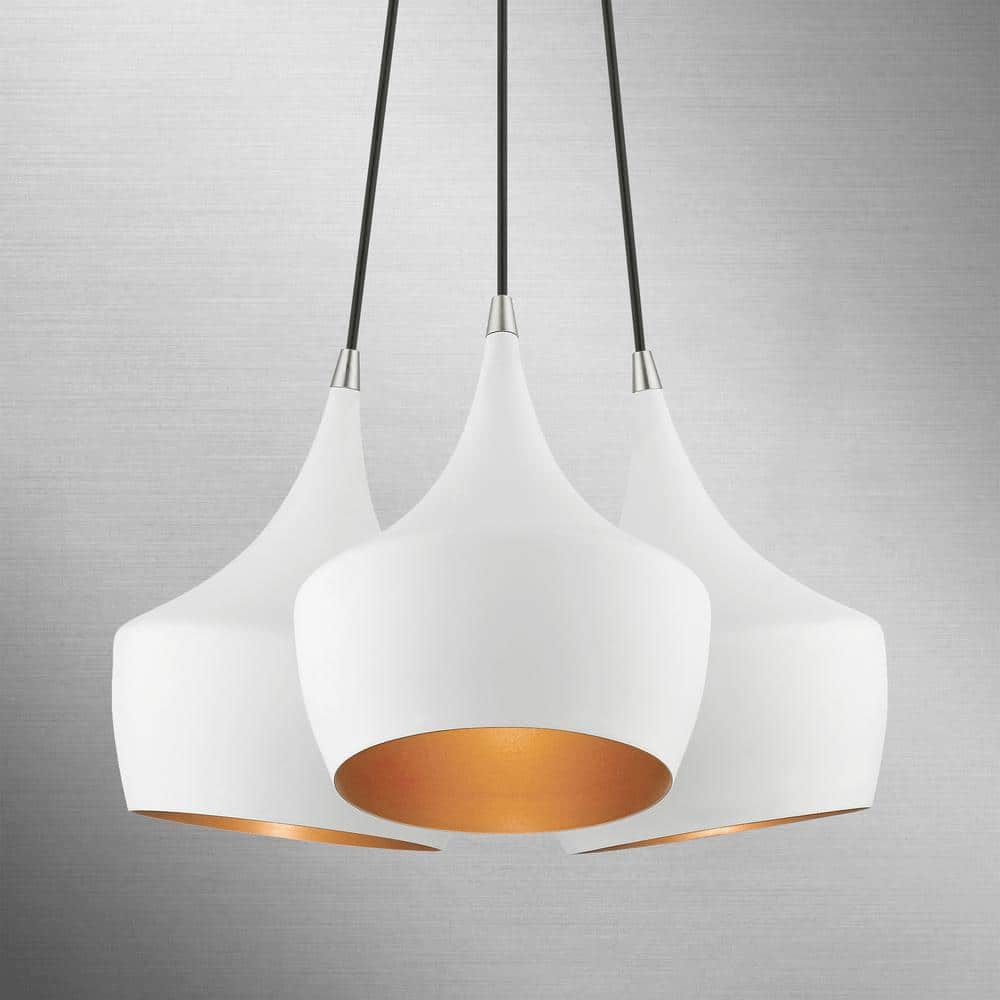 Waldorf White and Gold Steel Teardrop Cluster Pendant Light