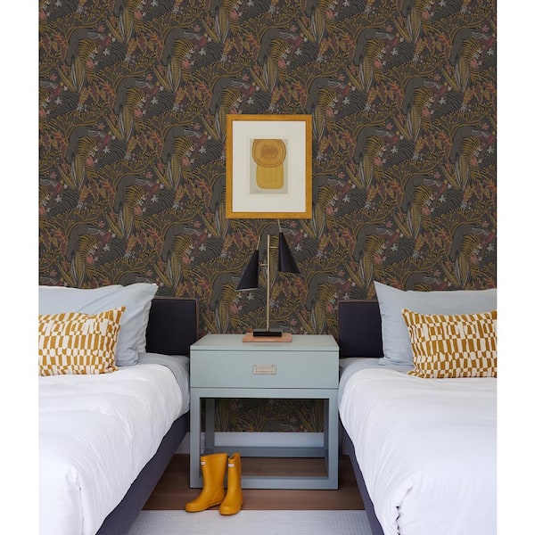 Gold Cranberry Poise Vinyl Matte Peel and Stick Wallpaper Roll