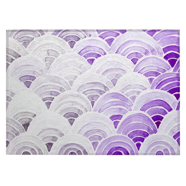 Addison Rugs Surfside Purple 1 ft. 8 in. x 2 ft. 6 in. Geometric Indoor/Outdoor Area Rug