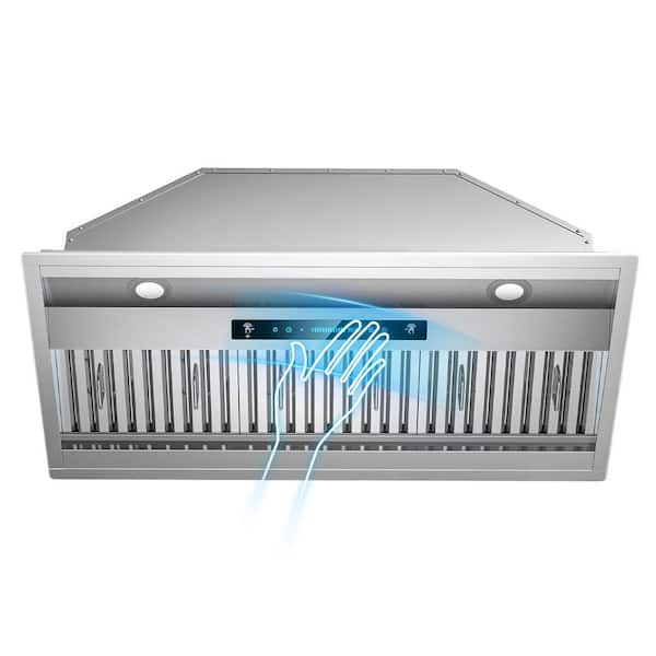 42 in. 900 CFM Convertible Insert Range Hood in Stainless Steel 4-Speed with LED, Touch and Gesture Control with Remote
