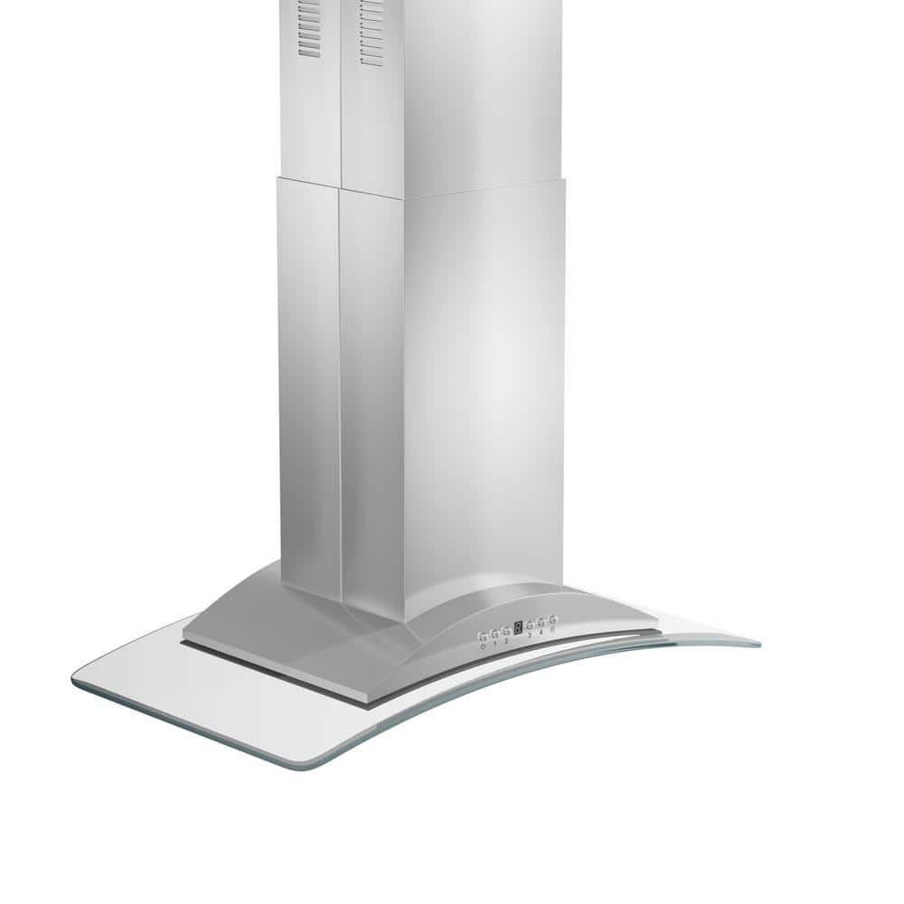 36" Stainless Steel and Glass Convertible Island Range Hood