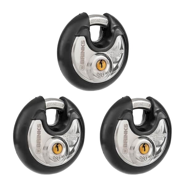 2-3/4-in. (70 mm) Commercial-Grade Stainless-Steel Discus Protected Bumper Keyed Padlock, 3-Pack