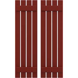 15-1/2 in. W x 53 in. H Americraft 4 Board Exterior Real Wood Spaced Board and Batten Shutters Pepper Red