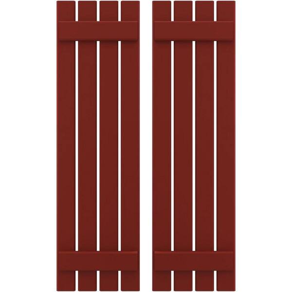 Ekena Millwork 15-1/2 in. W x 71 in. H Americraft 4-Board Exterior Real Wood Spaced Board and Batten Shutters in Pepper Red