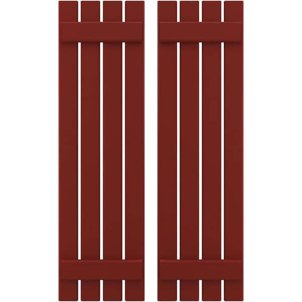 Ekena Millwork 15-1/2 in. W x 73 in. H Americraft 4-Board Exterior Real Wood Spaced Board and Batten Shutters in Pepper Red