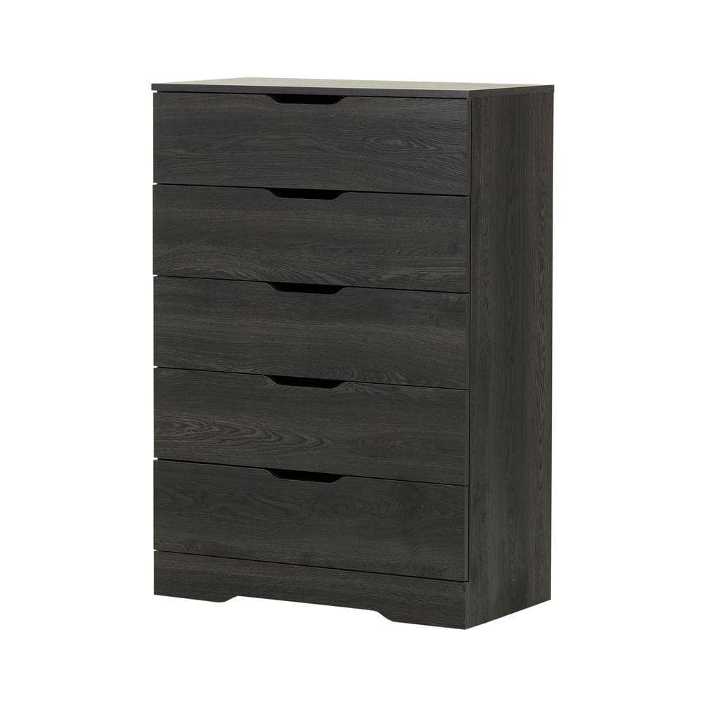 Gray Oak 5-Drawer Vertical Double Dresser
