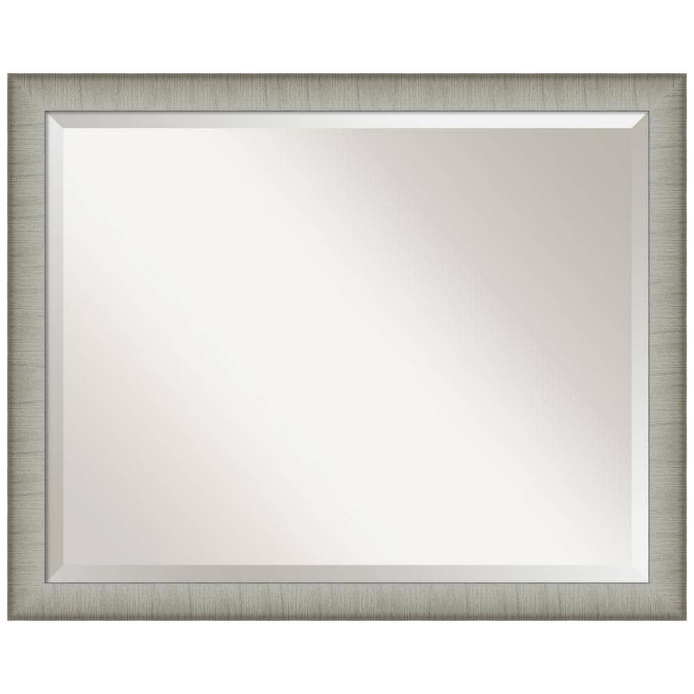 Elegant Brushed Pewter Rectangular Bathroom Vanity Wall Mirror