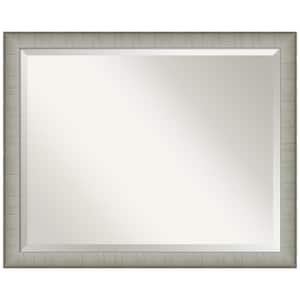 Medium Rectangle Elegant Brushed Pewter Beveled Glass Casual Mirror (25 in. H x 31 in. W)