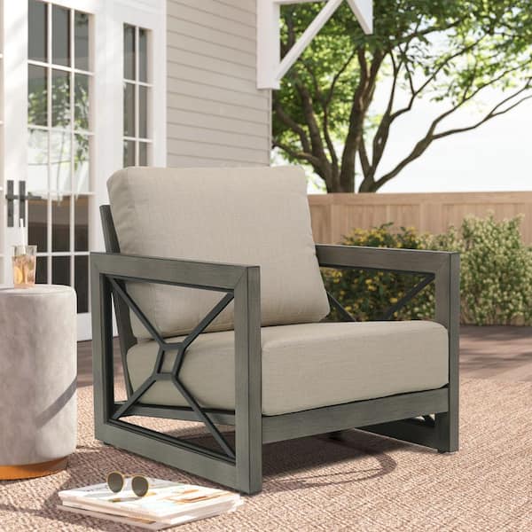 ULAX FURNITURE Marindo 1-Piece Aluminum Outdoor Lounge Chair with Sunbrella Cushions