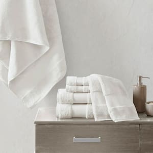 Turkish 6-Piece White Cotton Bath Towel Set