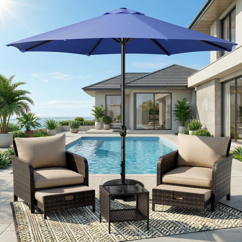 9FT Outdoor Market Patio Umbrella, Easy Crank, UV Resistant, Waterproof & Ventilated Canopy, 8 Ribs, Blue price history on PriceWatchPro