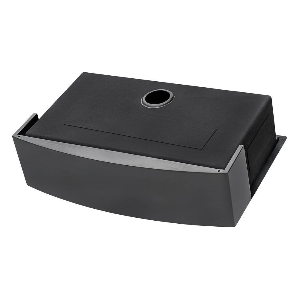 Gunmetal Matte Black 30" Stainless Steel Farmhouse Sink with Accessories