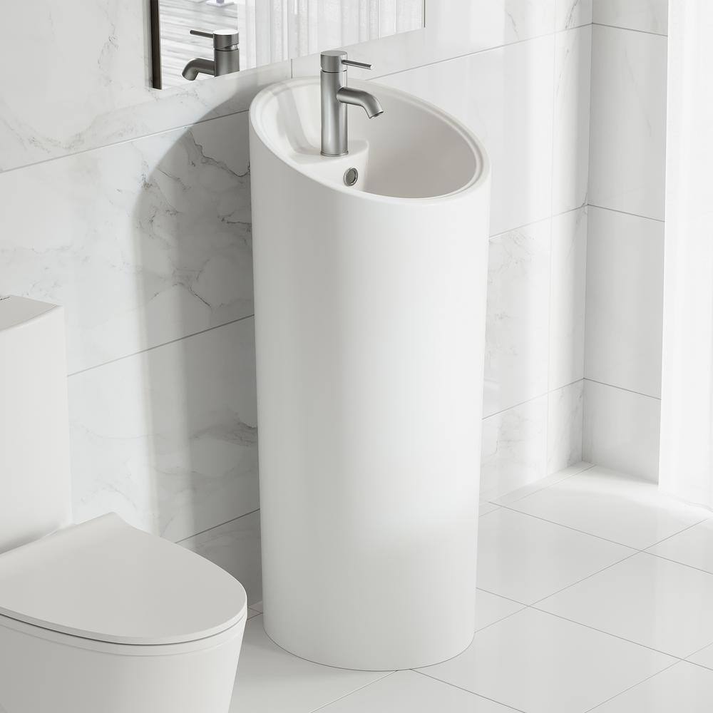 Swiss Madison St. Tropez 1-piece Circular Pedestal Sink In Glossy White ...