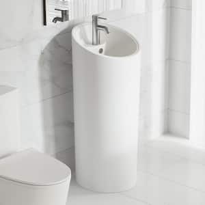 St. Tropez 1-piece Circular Pedestal Sink in Glossy White