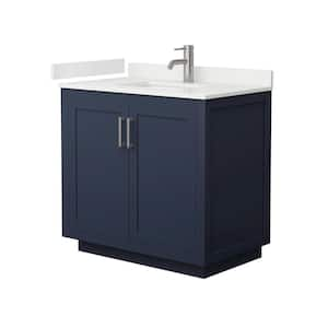 Miranda 36 in. W x 22 in. D x 33.75 in. H Single Bath Vanity in Dark Blue with White Quartz Top