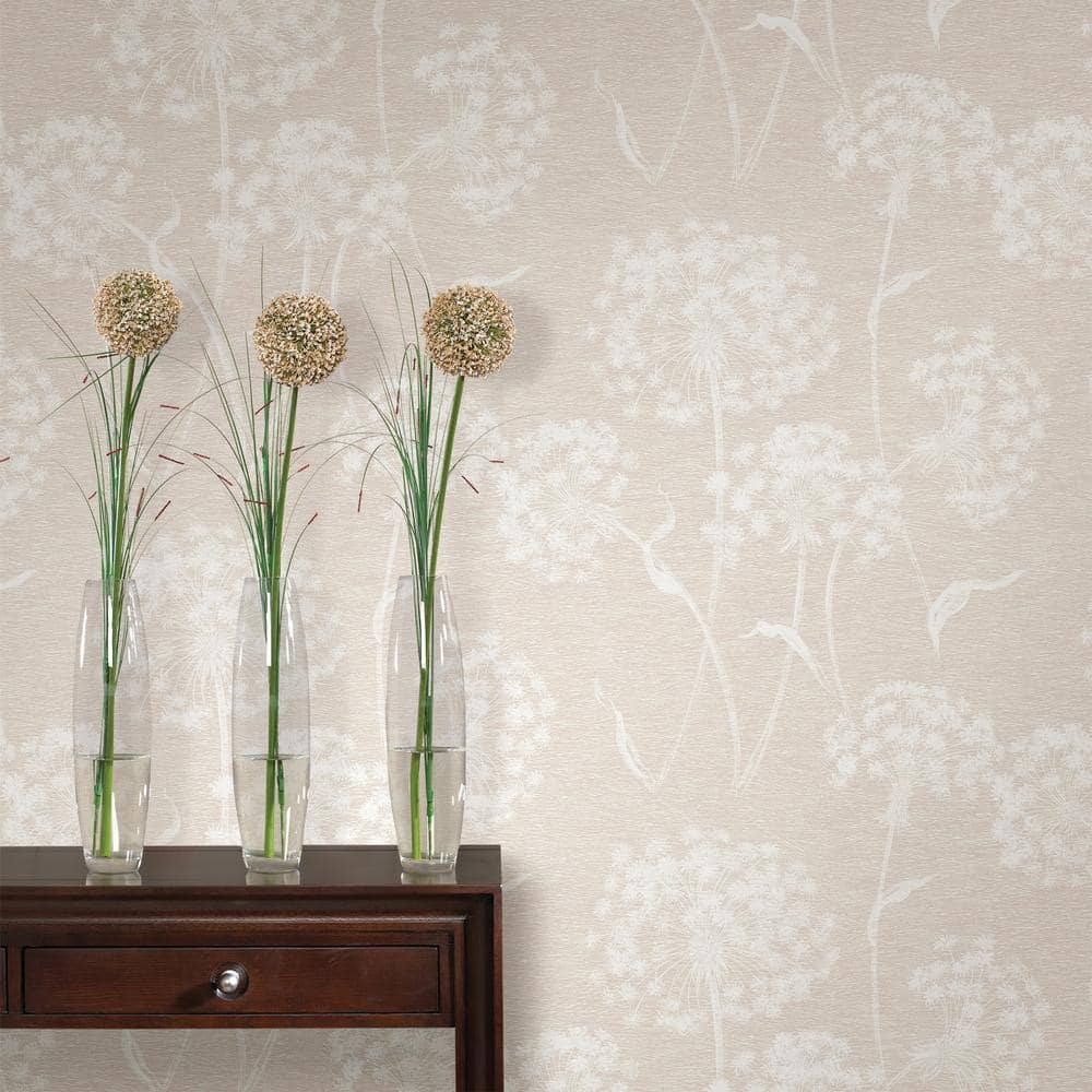Cream and Off-White Non-Woven Dandelion Wallpaper