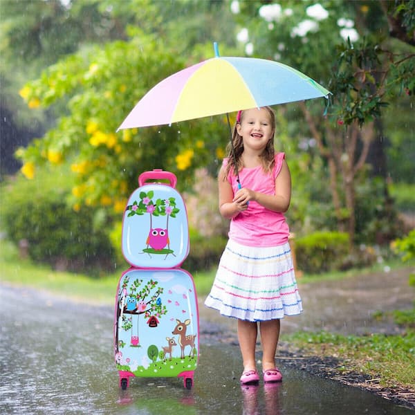 Costway 2 Pc 12'' ,16'' Kids Luggage Set Suitcase Backpack School Travel Trolley