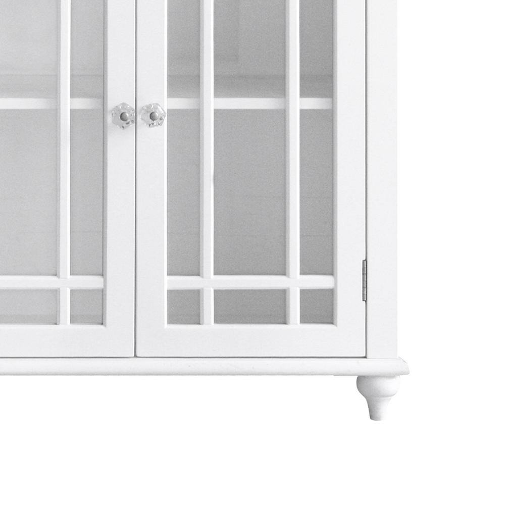 White Engineered Wood Bathroom Floor Cabinet with Glass Doors