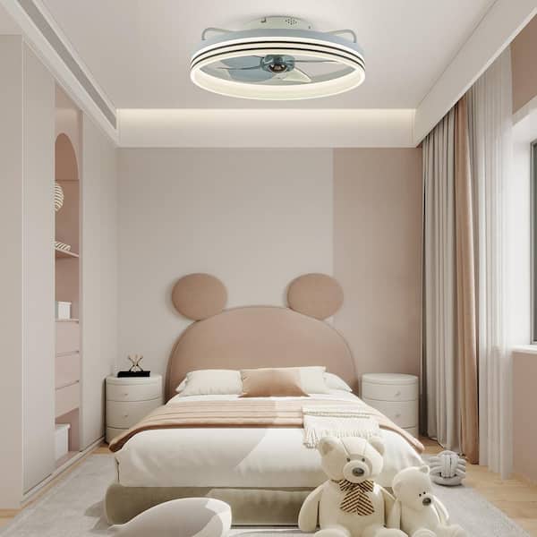 Lidia 19.68 in. Indoor LED White Modern Flush Mount Ceiling Fan with Light, Ceiling Fan for Small Room Bedroom