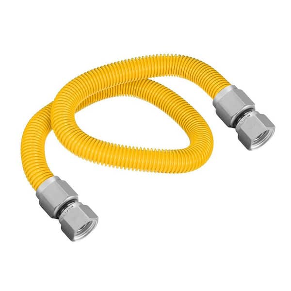 60 in. Gas Connector with Fittings, Yellow Coated Gas Connector, 1/2 in. OD, 3/8 in. FIP x 3/8 in. FIP Connection