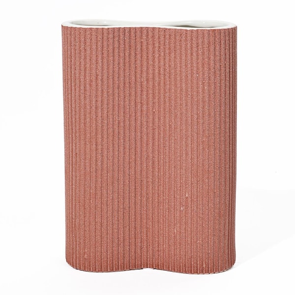 LuxenHome 9.65 in. H Ceramic Vase in Brown
