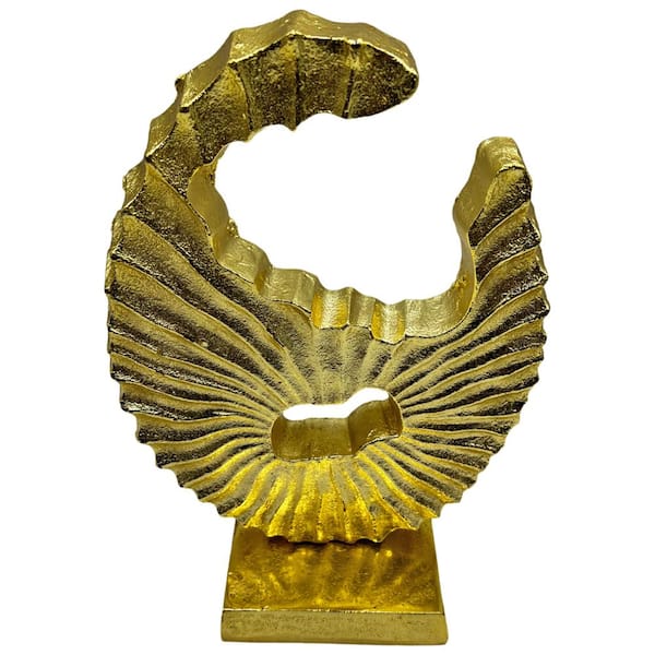 castellousa Gold 10.5 in. x 4 in. Aluminum Metal Abstract Modern Moon Sculpture