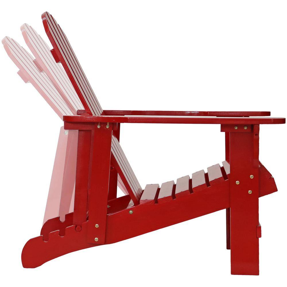 Red Fir Wood Adjustable Backrest Adirondack Patio Chairs - Set of 2