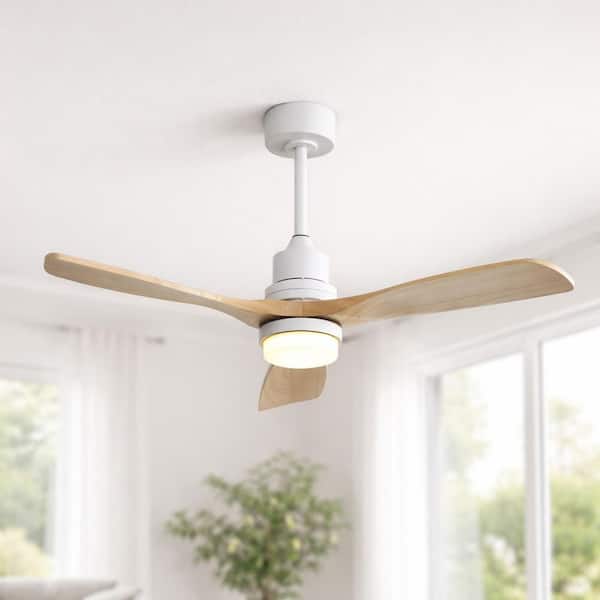 52 in. Integrated LED Indoor Downrod Mount White Standard Ceiling Fan with Dimmable Light and Remote 6-Speed