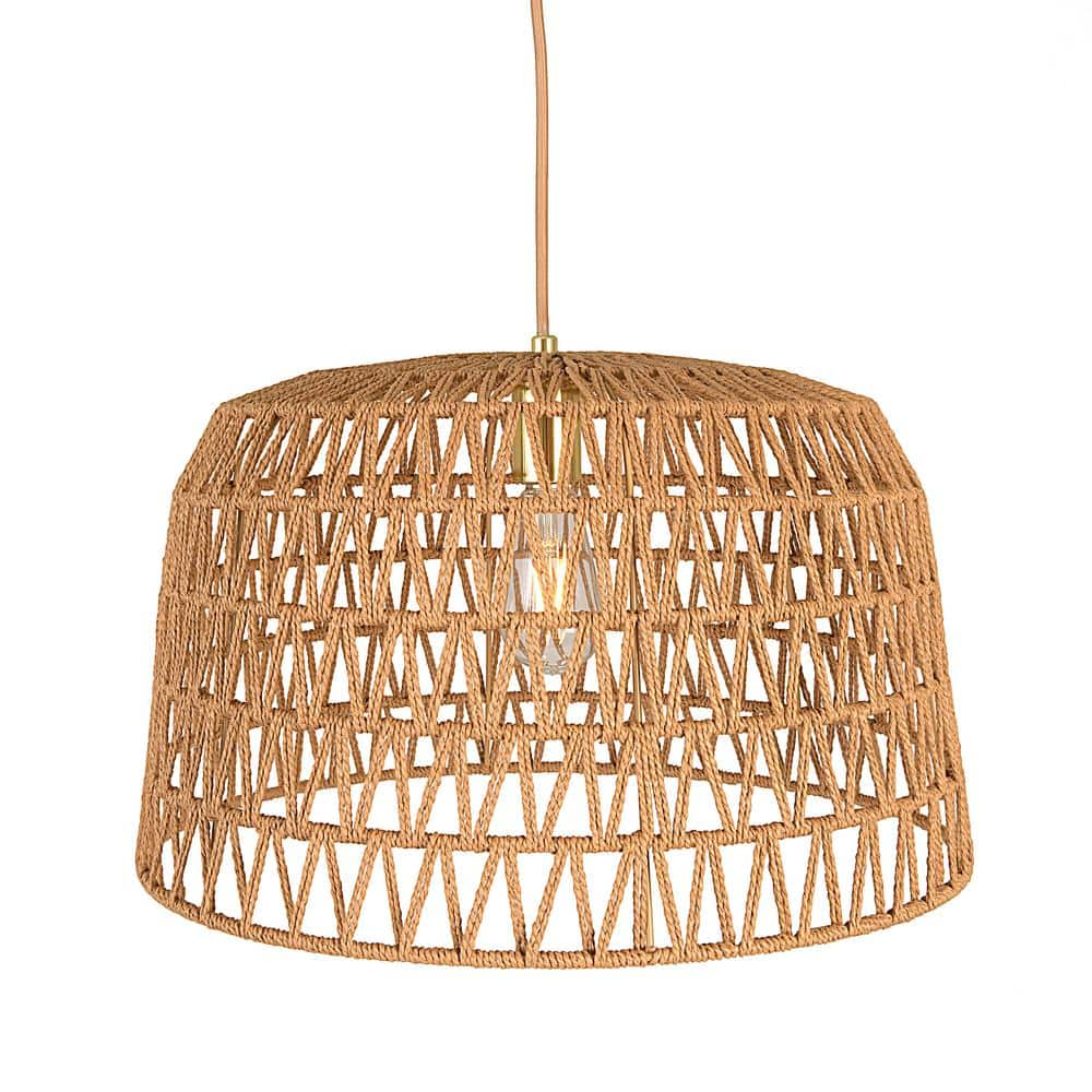 Creative Co-Op Woven Pendant Lamp  Natural