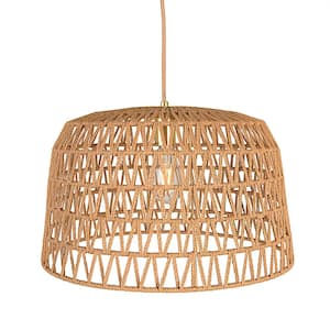 1-Light Natural Bohemian Pendant Light with Paper Rope Shade