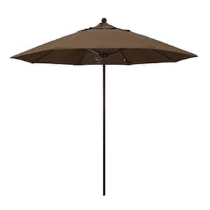 9 ft. Bronze Aluminum Commercial Market Patio Umbrella with Fiberglass Ribs and Push Lift in Cocoa Sunbrella