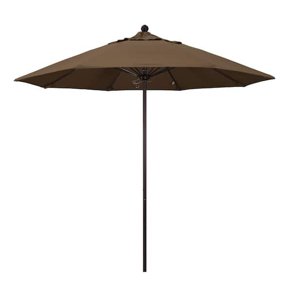 California Umbrella 9 ft. Bronze Aluminum Commercial Market Patio Umbrella with Fiberglass Ribs and Push Lift in Cocoa Sunbrella