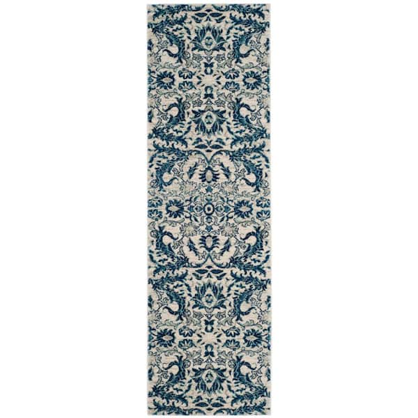 SAFAVIEH Evoke Ivory/Blue 2 ft. x 9 ft. Floral Runner Rug