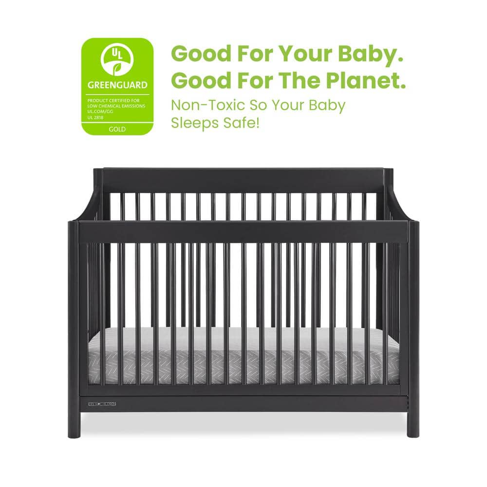 Midnight Grey 6-in-1 Convertible Crib with Modern Spindles