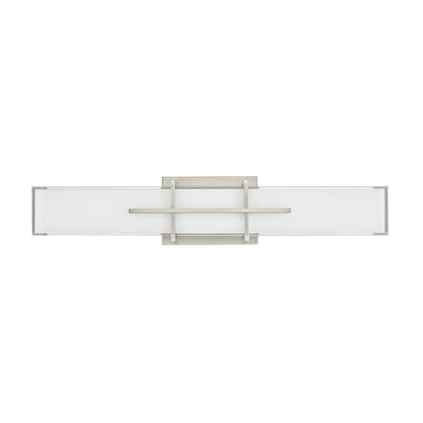 Tocco 24 in. 1 LED-Light Brushed Nickel Vanity-Light with White Shade