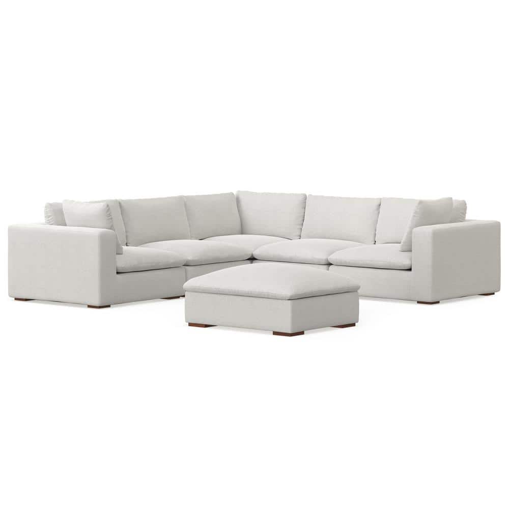 Jasmine Gray Fabric Modular Sofa and Ottoman Set