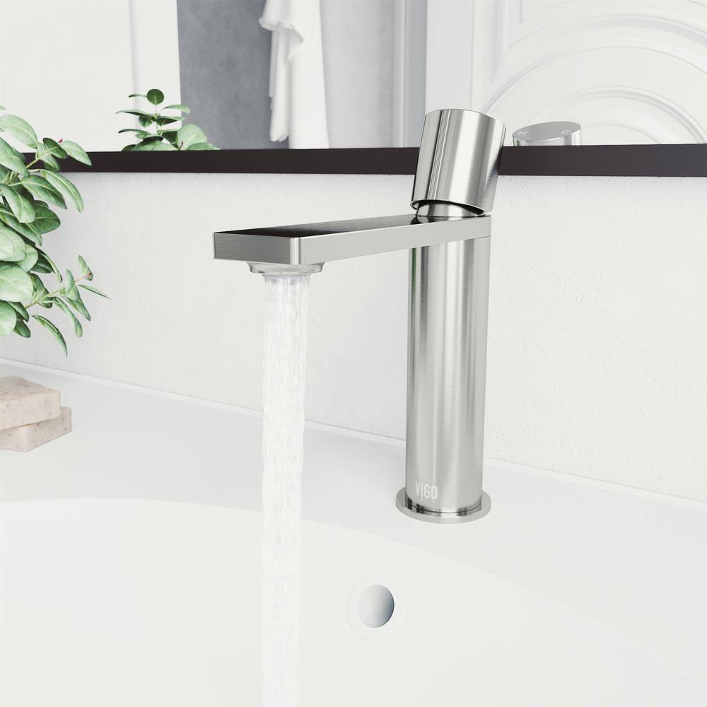 Brushed Nickel Single Handle Bathroom Faucet with Low Arc Spout