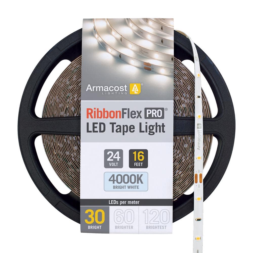 RibbonFlex Pro 16.4 ft. (5M) 24-Volt LED Tape Light, Bright White (4000K), 30 LEDs/M price history on PriceWatchPro