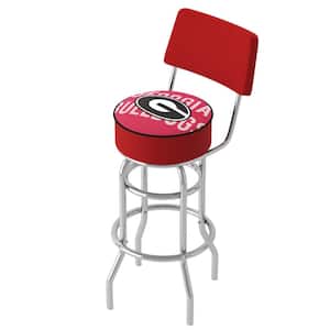 University of Georgia Wordmark 31 in. Red Low Back Metal Bar Stool with Vinyl Seat