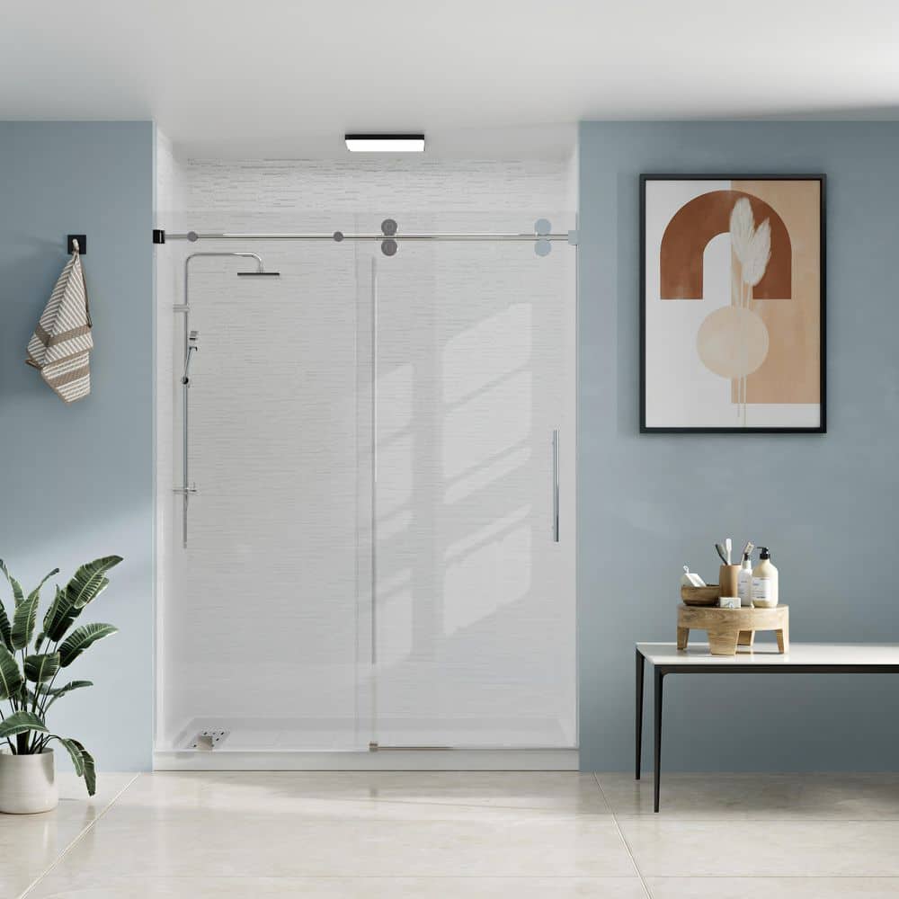 36 in. L x 60 in. W x 96 in. H Alcove Shower Stall/Kit Sliding Door in Chrome with Left Drain and Rock Pattern price history on PriceWatchPro